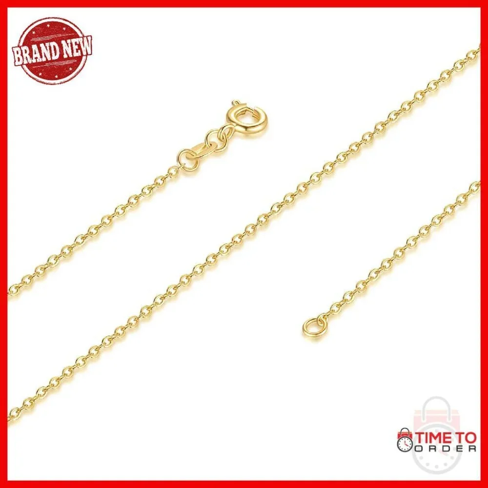 14K Gold Plated Dainty Cable Chain Necklace 16-24in Thin